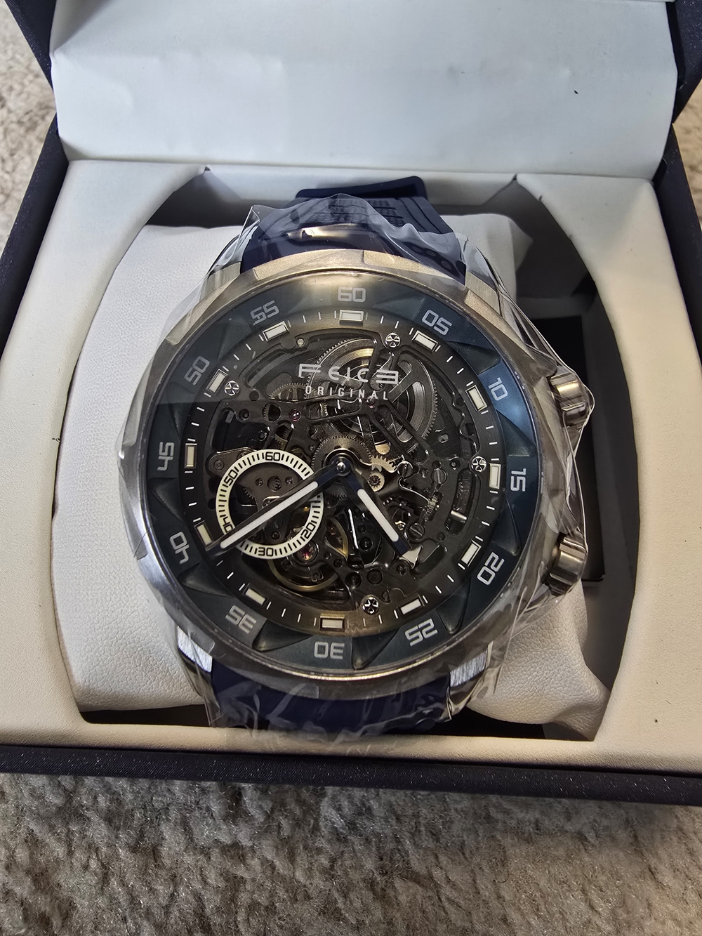 Original Men's Skeleton Sport Watch in Blue and Silver